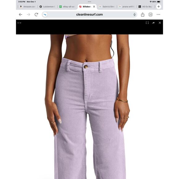 Billabong Women’s Free Fall High Waist Wide Leg Corduroy Pants Tulip Sz 29 *EUC - Picture 3 of 13
